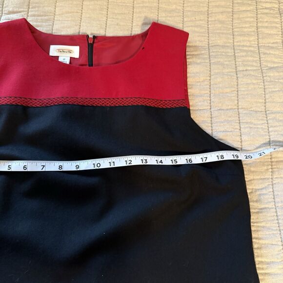 Talbots Sheath Dress Sz 12 Black Red 100% Wool Vintage Classic Holiday Dressy - Picture 5 of 13